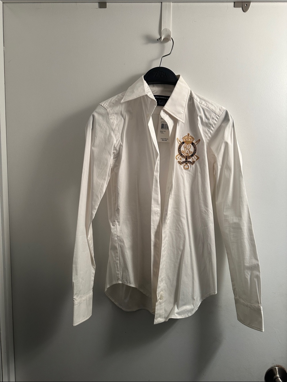 Ralph Lauren White Long-Sleeve Crest Button-Up Shirt